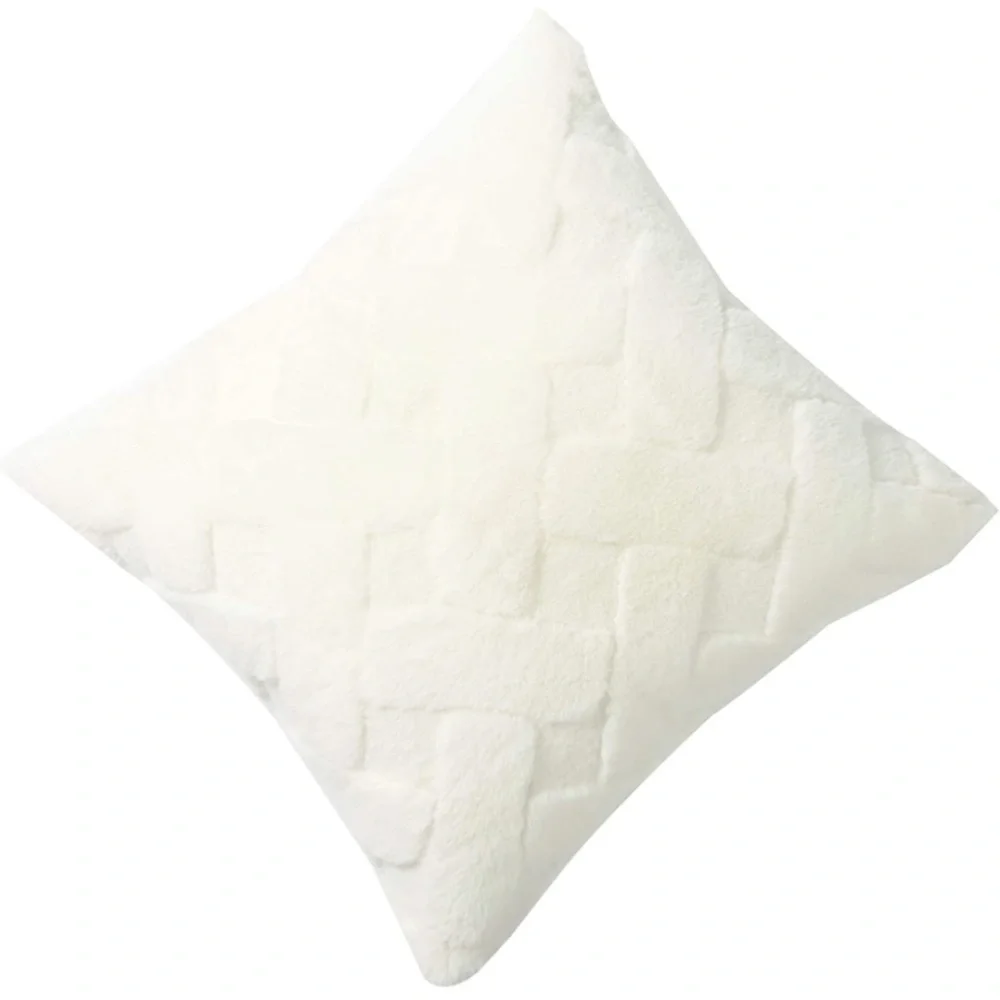 Set of 2 Faux Fur Pillow Covers  Super Soft Plush Fleece Throw Textured Knitted